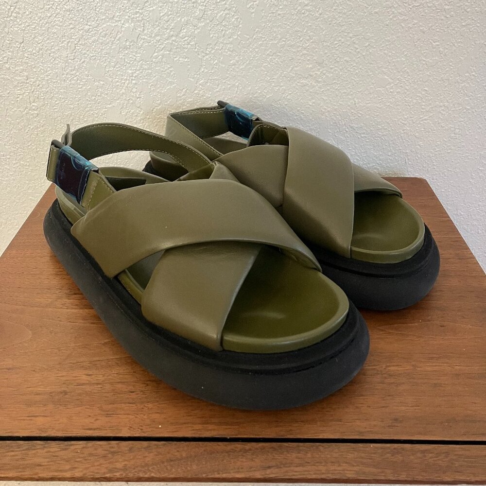 Moncler Crossover -strap Leather Sandals Size 7